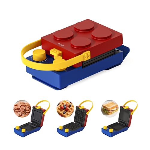 CANDY 3-in-1 Waffle Maker Panini Press, Grilled Sandwich Maker with Removable Plates, Compact & Portable Mini Toaster, Fast Double Heating, Unique Blo