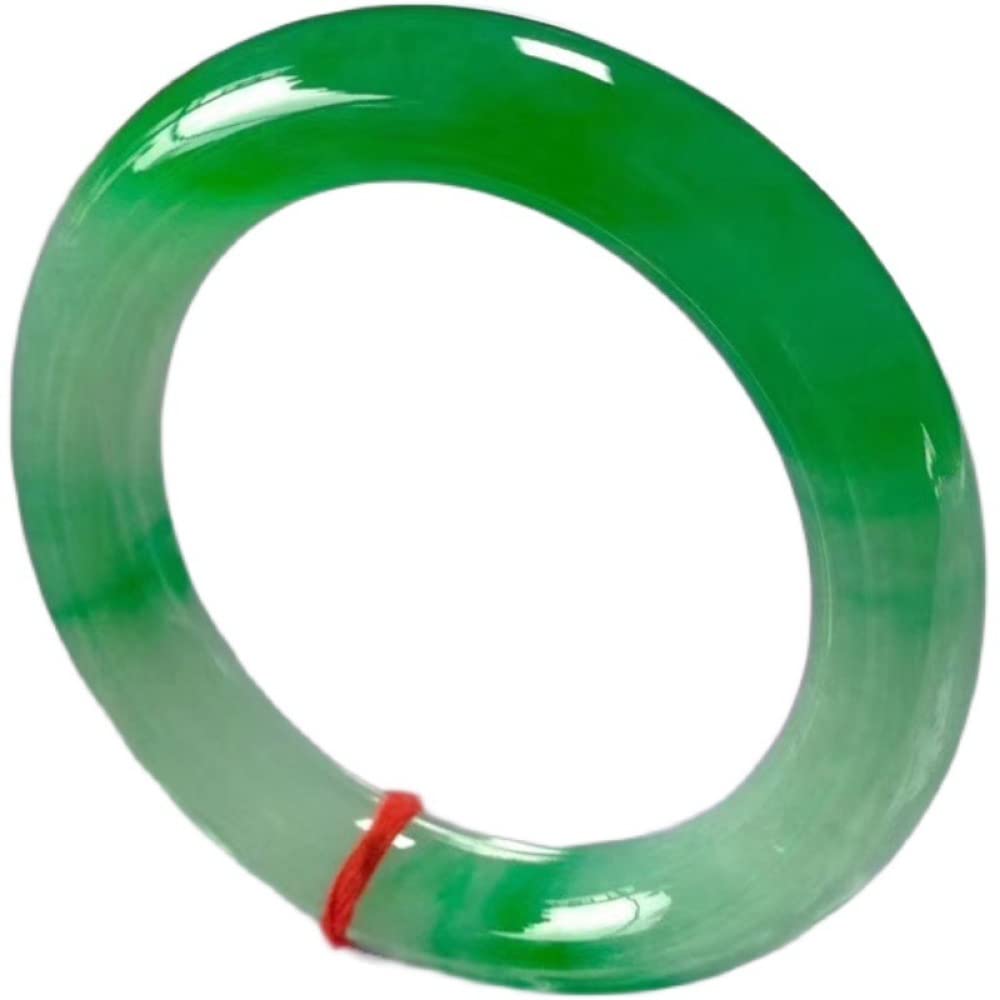 SnamicE Ladies Jade Bangle Bracelet, Natural Jade Bangle Bracelet, A Grade Green Floating Flower Jade Bangle Bracelet, Jewelry, with Jewelry Box, 54-64mm,green-62mm,Green-58mm