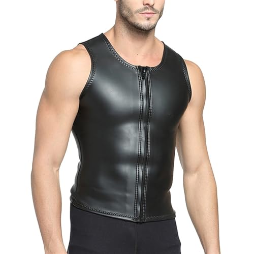 Traje de neopreno para hombre de 2MM sin mangas, chaqueta ligera para nadar y bucear (Negro_X-Large) miniatura 1
