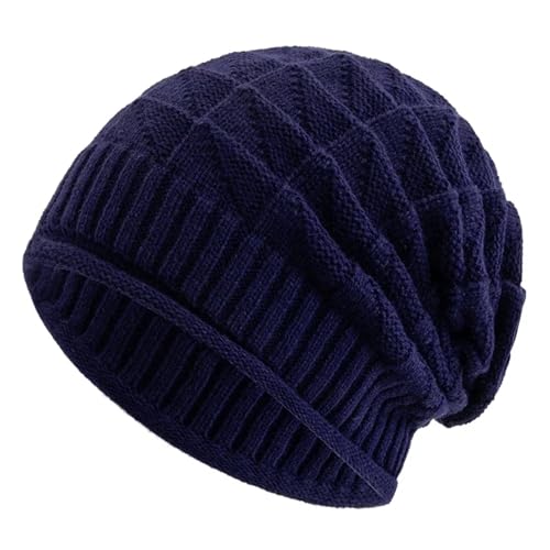 Bonnet d'hiver long pour femme couleur unie en maille souple et couvrante