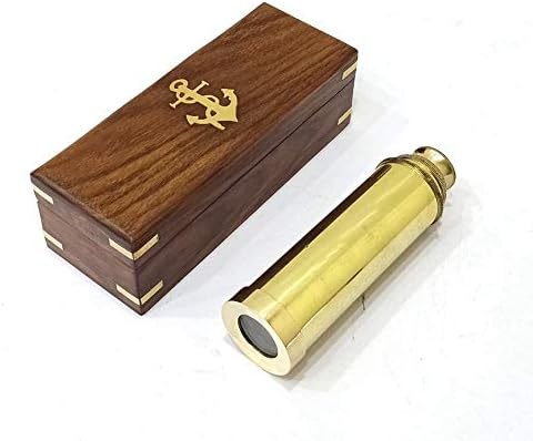 Telescopio Espía de Latón Náutico con Caja de Palisandro 15" miniatura 3