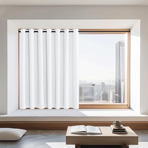NICETOWN White Blackout Curtains 72 inches Long, Grommet Privacy Window Treatment Thermal Insulated Room Darkening Sliding Glass Door Drape for Bedroom Living Room, 1 Panel, W100 x L72