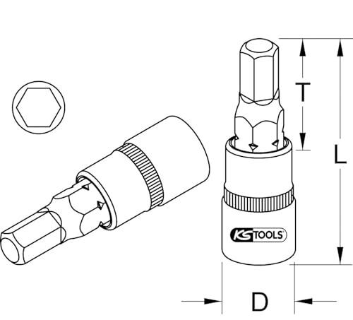 1/2\ Chromeplus Bit-Stecknuss Innensechskant, kurz, 11 mm