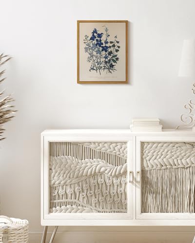 Image of ARPEOTCY Vintage Framed Botanical Wall Art, Bedroom Bathroom Blue Flowers Pictures Art Decor, Canvas Print Retro Paintings, Home Rustic Farmhouse Neutral Decor, 8x10 Inch