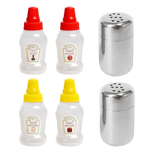 DAZZLUXE 4 mini spargisale, 2 spargipepe con foro a S, piccolo spargisale con coperchio, mini saliera e pepe, spargisale da viaggio, mini saliera da viaggio