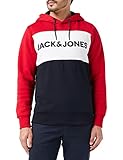 Con capucha JACK & JONES JJELOGO Blocking Sweat Hood STS Sudadera con capucha, Rojo (Tango Red), M para Hombre