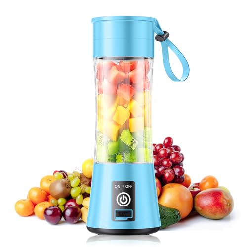 Portable Personal Size Blender - 14 Oz for Shakes and Smoothies, Mini With 6 Blades, Suit for...