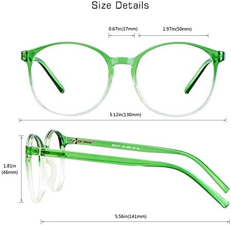Blue Light Blocking Glasses for Women, Anti Eyestrain, Computer Reading, TV Glasses, Stylish Square Frame, Anti Glare (Clear Green, 1.25 Magnification) - 2