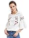 Floerns Women's Floral Embroidery Loose Blouse Bell Sleeve Top