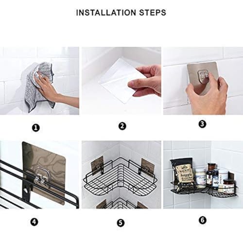 Image of BENAVJI Drill Free Corner Shelf for Bathroom Wall Bathroom Organizer Without Drill Kitchen Rack Pack of 2