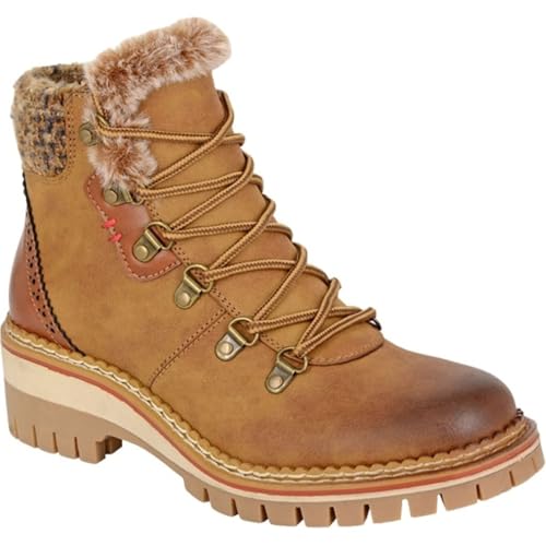 Image of Cipriata TEODORA L725 Ladies Memory Foam Zip + D-Ring Hiker Style Ankle Boots (Tan, UK Footwear Size System, Adult, Women, Numeric, Medium, 6)