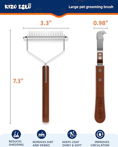Dog Brush for Shedding 20 Blade Dematting Tool Pet Brush Undercoat Rake for Large Medium Small Dogs and Cats Shedding Dog Comb for Grooming Premium Wood Handle Efficiently Detangle and Groom Coats  Cucciolini Doodles Dog brush for shedding 20 blade dematting tool pet brush undercoat rake for large medium small dogs and cats shedding dog comb for grooming premium wood handle efficiently detangle and groom coats   cucciolini doodles