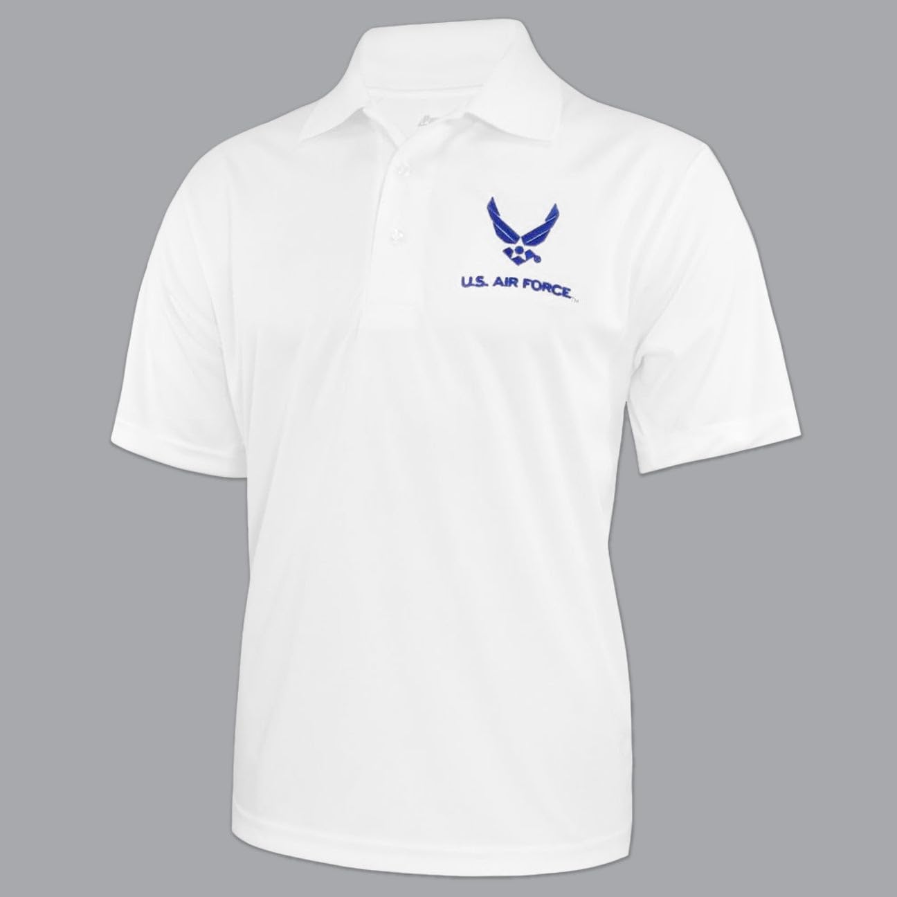 Armed Forces Gear Air Force Wings Embroidered Performance Polo (White)