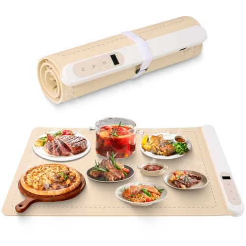 Food Warming Mat, Warming Tray Roll Up Silicone Heating Mat for F...