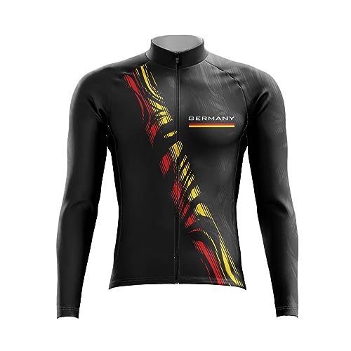 Maillot cyclisme homme anti froid Allemagne veste manche longue noir