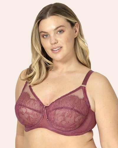 Image of Smart & Sexy Women's Full Coverage Unlined Underwire Bra, Lace & Mesh See Through Bra, Plus Size Lingerie Inspired Retro Bra
