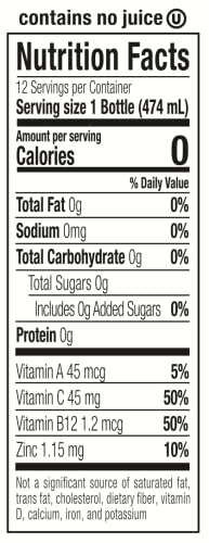Hint+ Vitamin Coconut, Pure Water Infused with Coconut Plus a Vitamin Boost, 50% Daily Value Vitamin C, Vitamin A, B12, Zinc, Zero Sugar, Zero Calories, Zero Diet Sweeteners, 16 Fl Oz (Pack of 12)