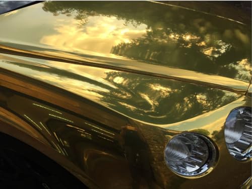Image of WALLMATE Carbon & Matellic Wrap Sheet Roll Film Sticker Decal Waterproof Car Styling Wrap Auto Vehicle Accessories (12x120 Inch, Gold Chrome)
