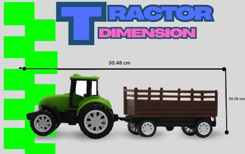 Image of Friction Powered Tractor Trolley Toy for Kids | Farm Tractor Toy with Trailer for Boys & Girls | Push & Go Tractor Vehicle Toy | BIS Certified | NeoKiddo (Light Green)