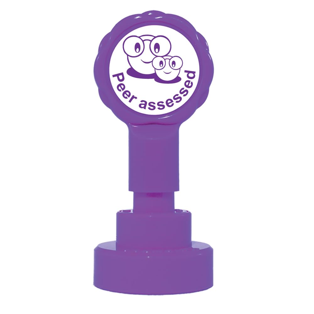 School Stamps Purple Peer Assessed Smiley Face Teacher Stamp. Self-Inking, 22Mm, Reinkable, Quality Stamper For Marking And Praise. Ink (Xclam)