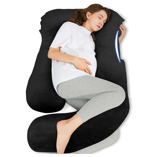 HIPHOP PANDA U-Shaped Pregnancy Pillow for Sleeping - Full Body Maternity Support Pillow with Removable Cover - Comfort for Back, HIPS, Legs, Belly - 57 Inch for Pregnant Women, Black