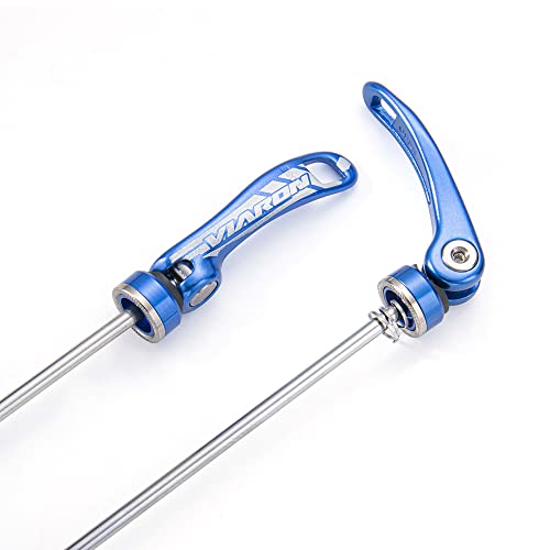 VIARON MTB Quick Release Axle Front and Rear Mountain Bike Skewer Set Aluminum Alloy Bicycle Wheel Skewers Hub QR Lever (Blue)