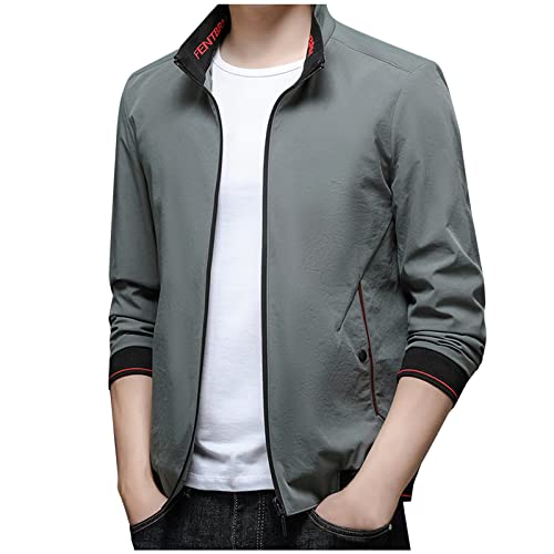 JUBEN-Sweat-Jacken-Maenner-Casual-Langarm-Herbst-Winter-Stehkragen-Top-Bluse-Mantel-Jacke-mit-Taschen-Herren-Business-Mantel
