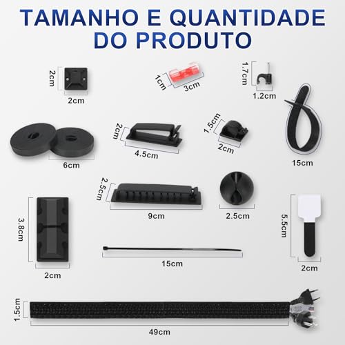 Kit de Gerenciamento de Cabos Com 200 Peças, Organizador de Cabos, Organizador de Fios, Mangas Organ