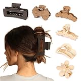 6Pcs Medium Hair Claw Clips for Thick Thin Fine Long Hair, Large Cute Neutral Matte Non Slip Hair Cl