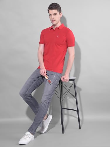 Image of Dollar Men's Pack of 1 Solid Cotton Blend Polo Neck T-Shirt