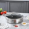 Tri-Ply Stainless Steel 7 Quarts Saute Pan, 12 Inch Nonstick Skillet with lids, Fast even Heat cookware, Hybird Large Frying Pan, 18/10 Chef's Cooking Pan, Induction Pan, Dishwasher and Oven Safe #4