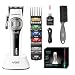 VGR 888C Haarschneidemaschine Profi Drahtlos, Clipper Haarschneider mit Außenläufer BLDC Motor, Profi Haarschneidemaschine mit Turbolader, Hair Clipper mit Beleuchtung, Ladestation, LED-Display, Weiß
