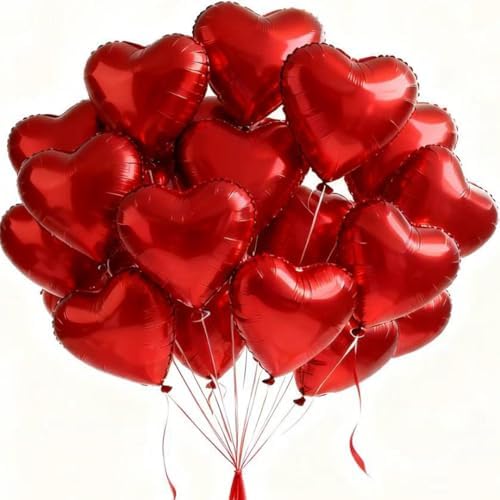 Amazon.com: 30 Pcs Red Heart Balloons 18in Foil Heart Shaped 18 Inch ...