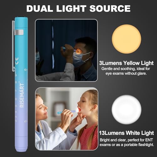 RISEMART Rechargeable Pen Light for Nurses with Trauma Shear, Nurse Scissors and Pen Light Set, 7.5" Medical Scissor and 2 LED Sources Penlight, Nursing Student Essentials (Blue+Blue) by RISEMART - Image 4