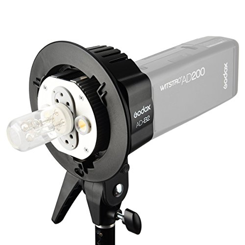 Godox Ad-B2 Dual Power Twin Head Bowens Mount To Install 2 Godox Ad200 Or Ad200 Pro Pocket Flash Or Flashpoint Evolv 200 Ttl Modular Strobe Light Together To Achieve 400W Power Output #TOP2