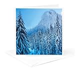 3dRose Blue winter mountain landscape at Snoqualmie Pass, Washington State 1 Greeting Card with envelope