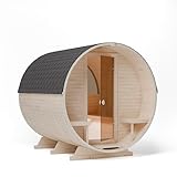 AZS-ENGINEERING 2KR PANORAMA Fasssauna Garten gartensaunas Outdoor Sauna aus Fichtenholz – Verschiedene Größen (4–6 Personen)