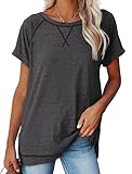 Aokosor Womens Workout Tops Loose Fit 2025 Long Summer Basic Tshirts Plain Juniors Tunics Spring Grey XL