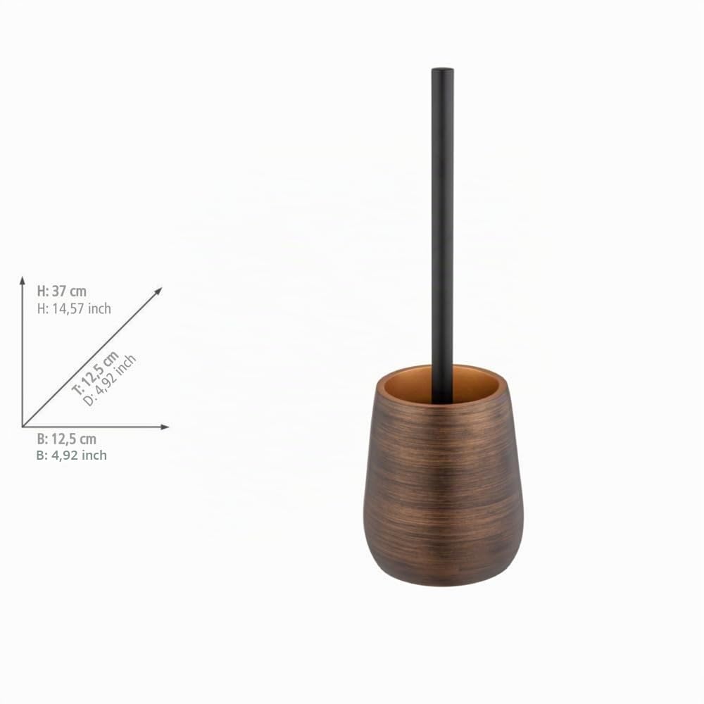 WENKO WC-Garnitur Mod. Palena, Toilettenbürstenhalter aus Polyresin, inkl. Toilettenbürste mit auswechselbarem Bürstenkopf zur hygienischen Reinigung, Ø 12,5 x 37 cm, Bronze
