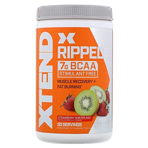 XTEND Ripped BCAA Powder Strawberry Kiwi | Cutting Formula + Sugar Free Post Workout Muscle Recovery Drink with Amino Acids | 7g BCAAs for Men & Women | 30 Servings