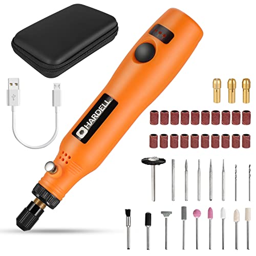 HARDELL Cordless Rotary Tool, 3-Speed and USB Charging Rotary Tool Kit, Multi-Purpose 3.7V Power Rotary Tool for Sanding, Polishing, Drilling, Etching, Engraving, DIY Crafts
