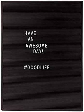 Dresz Black Letter Board with Mounting Hooks, 17.7 x 23.6 x 0.5 inch, 267 White Letters Numbers & Symbols, Retro Design