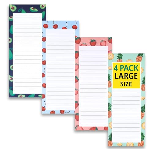 Bloc-notes magnétiques liste de courses avec motif fruits pour frigo x4