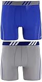 adidas Men's Sport Performance Mesh Boxer Brief Underwear (2-Pack), Grey/Bold Blue Bold Blue/Grey,...