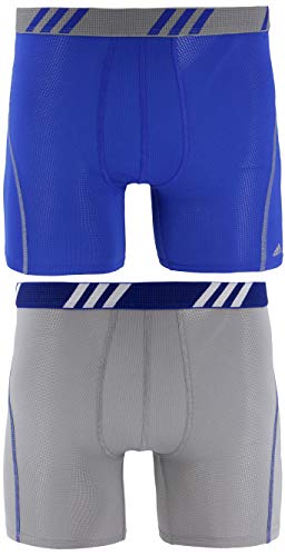 Adidas Men's Sport Performance Mesh 2-Pack Boxer Brief, Grey/Bold Blue Bold Blue/Grey, Small #TOP13