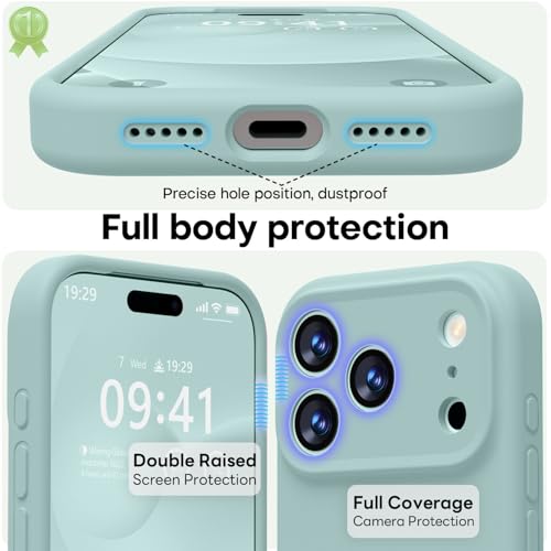 Image of LOVE 3000 Designed for iPhone 17 Pro Max Case, Premium Silicone [Compatible with Magsafe][Soft Anti-Scratch Microfiber Lining] Shockproof Protective Phone Case for Men Women 6.9 inch, Mint