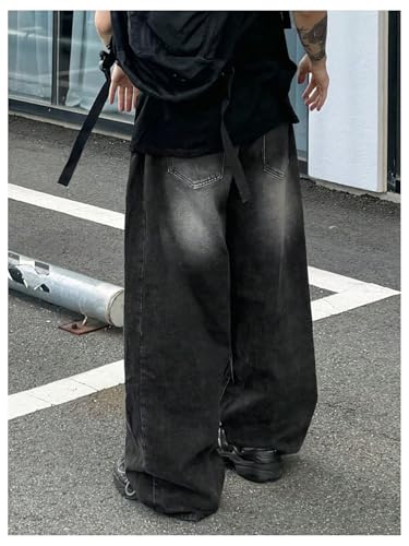 Verdusa Men's Grunge Wide Leg Baggy Jeans Vintage Denim Pants with Pockets2