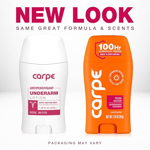 Image of Carpe Underarm Antiperspirant for Women - 100 Hour Sweat & Odor Control - Women's Sweat Control Antiperspirant Deodorant - Extra Strength - Rose Water - 2 Pack
