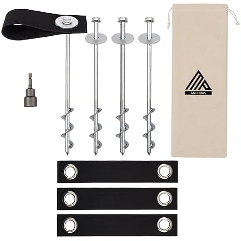 Trampoline Anchors High Wind Heavy Duty 12" Set of 4, 6, 8 - Trampoline Anchor Kit - Trampoline Stakes Anchors High Wind - Ground Anchors Heavy Duty - Trampoline Wind Stakes - Ground Stakes Heavy Duty Cover