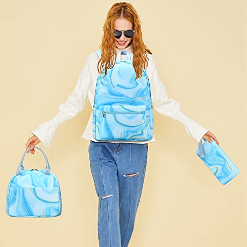 Mochila para meninas adolescentes, mochila escolar com lancheira e estojo, conjunto de bolsas escola